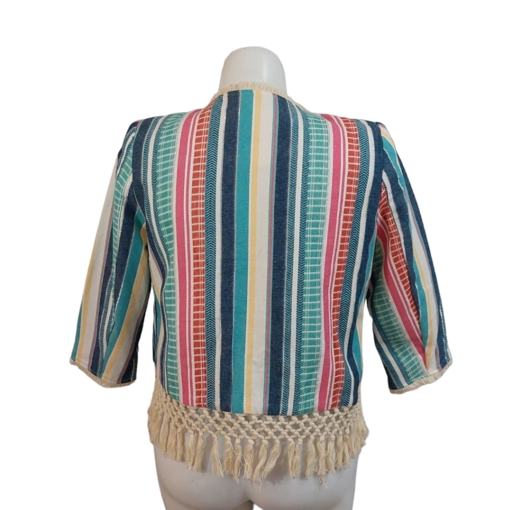 Multiples Striped Patchwork Blazer Boho Hippie Ch… - image 6